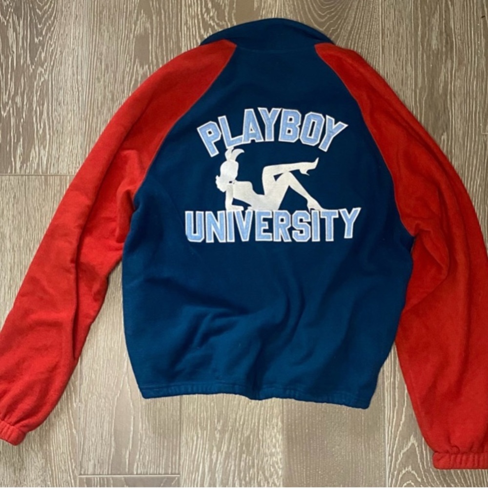 PLAYBOY Men's Red and Navy Bomber Jacket